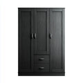 Armadio guardaroba 3 ante con 2 cassetti nero 120 x 52 x 190 cm in pannello truciolare nobilitato rettangolare