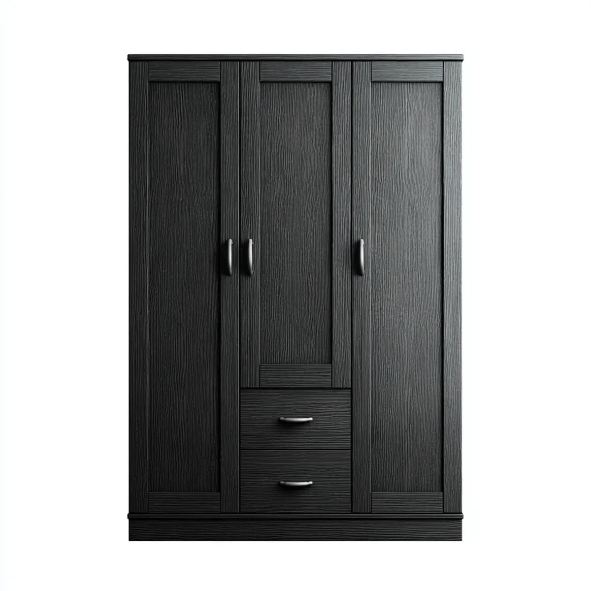 Armadio guardaroba 3 ante con 2 cassetti nero 120 x 52 x 190 cm in pannello truciolare nobilitato rettangolare