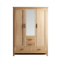 Armadio guardaroba 3 ante con specchio rovere naturale 150 x 55 x 200 cm MDF impiallacciato rovere rettangolare