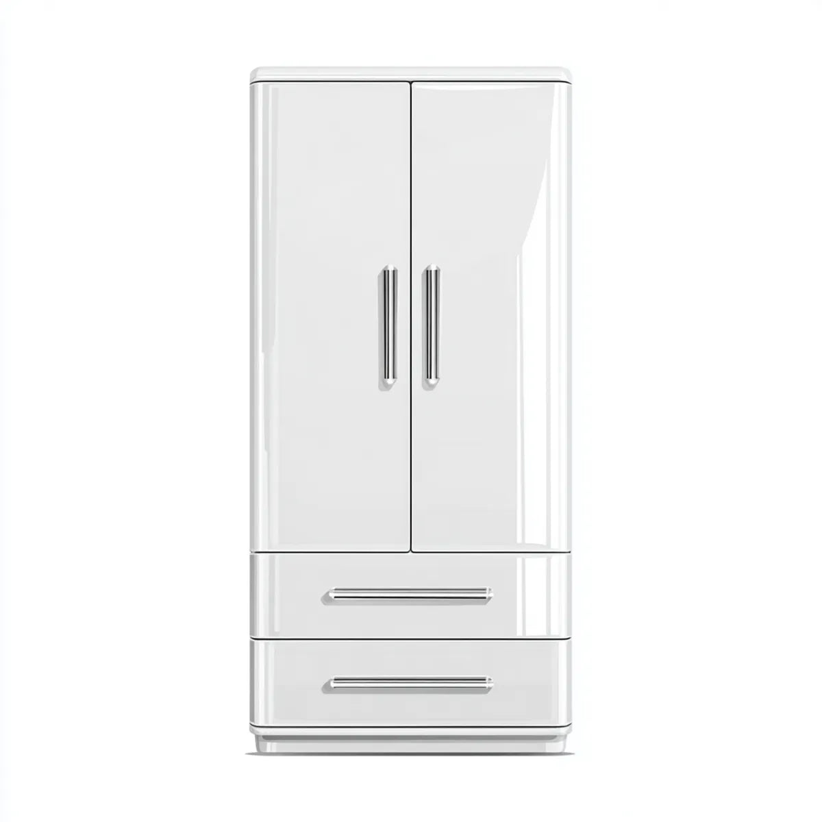 Armadio guardaroba a 2 ante con 2 cassetti bianco 80 x 52 x 180 cm in pannelli MDF laccati rettangolare