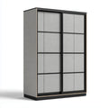 Armadio guardaroba a 2 ante scorrevoli grigio e nero in acciaio e tessuto 120 x 60 x 200 cm rettangolare