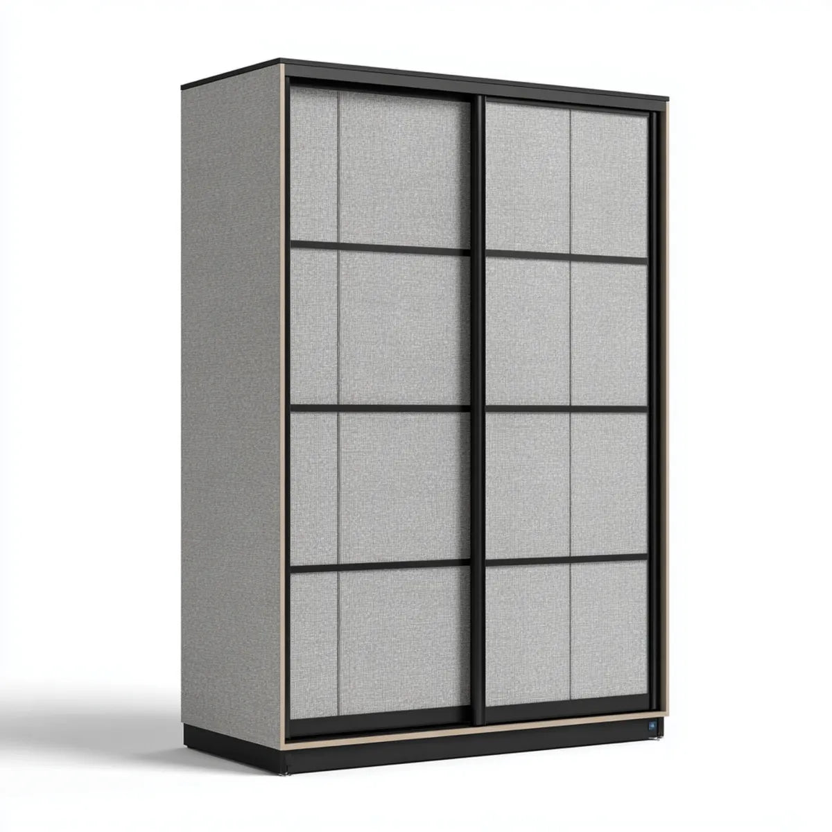 Armadio guardaroba a 2 ante scorrevoli grigio e nero in acciaio e tessuto 120 x 60 x 200 cm rettangolare