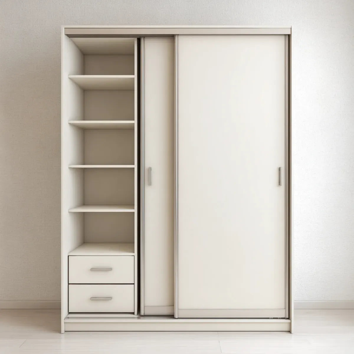Armadio guardaroba con 2 ante scorrevoli avorio 180 x 60 x 220 cm in pannello truciolare nobilitato