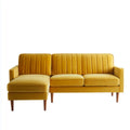 Divano angolare 3 posti con chaise longue sinistra giallo senape in velluto di poliestere 230 x 150 x 86 cm