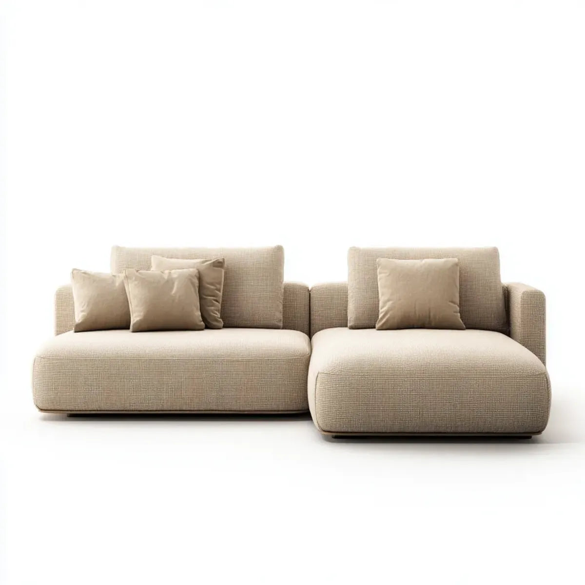 Divano modulare 3 posti beige in poliestere con imbottitura in schiuma PU 280 x 105 x 75 cm