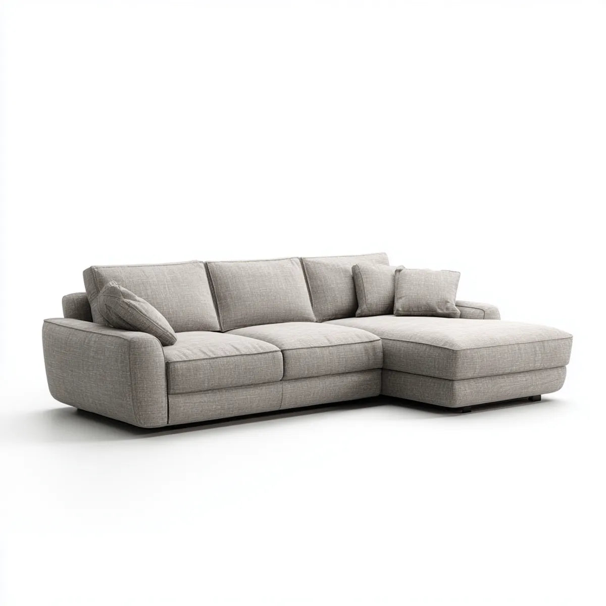 Divano angolare 3 posti con penisola destra grigio tortora in poliestere 280 x 165 x 85 cm a L