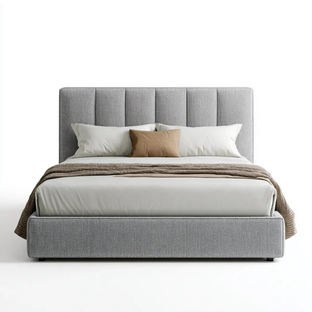 Letto matrimoniale imbottito grigio 160 x 200 cm in poliestere rettangolare