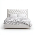 Letto matrimoniale imbottito bianco in poliuretano 160 x 200 cm con testiera capitonné rettangolare
