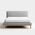 Letto matrimoniale grigio chiaro 160 x 200 cm in poliestere e legno massello con testiera rettangolare