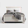 Letto matrimoniale bianco 173 x 214 cm in legno massello di pino con testiera e pediera rettangolari