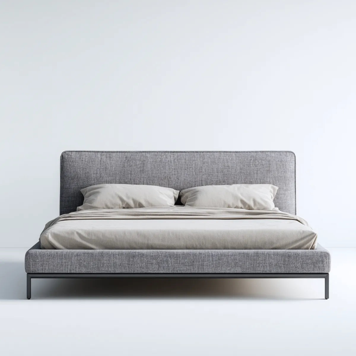 Letto matrimoniale imbottito grigio 160 x 200 cm in poliestere rettangolare
