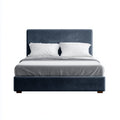 Letto matrimoniale imbottito con testiera blu scuro 160 x 200 cm in microfibra di poliestere rettangolare