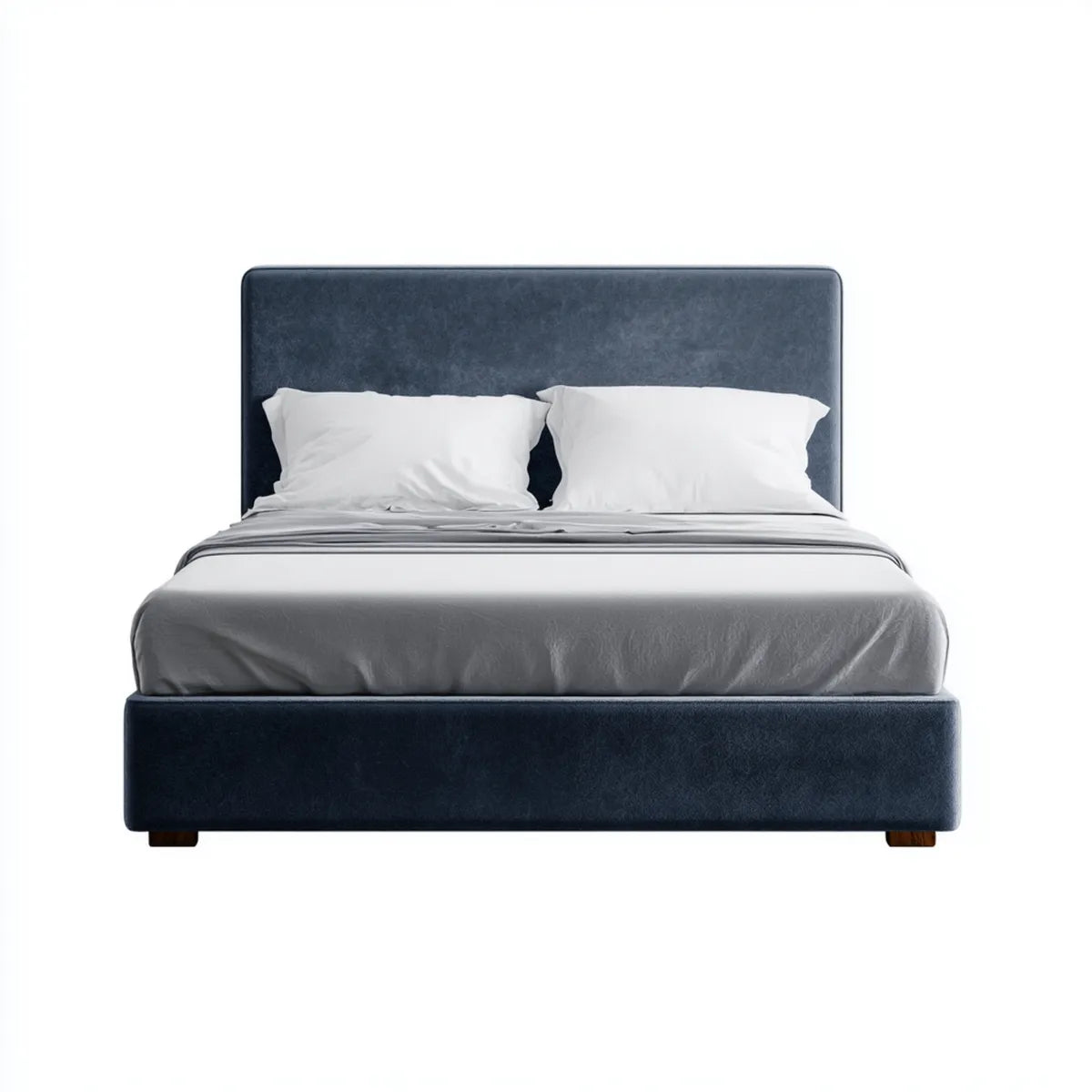 Letto matrimoniale imbottito con testiera blu scuro 160 x 200 cm in microfibra di poliestere rettangolare