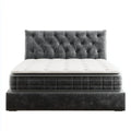 Letto matrimoniale con materasso grigio scuro 160 x 200 cm velluto di poliestere rettangolare