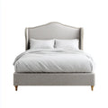Letto matrimoniale imbottito grigio chiaro 160 x 200 cm in poliestere con testiera sagomata