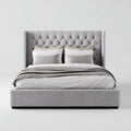 Letto matrimoniale imbottito grigio 160 x 200 cm in poliestere rettangolare