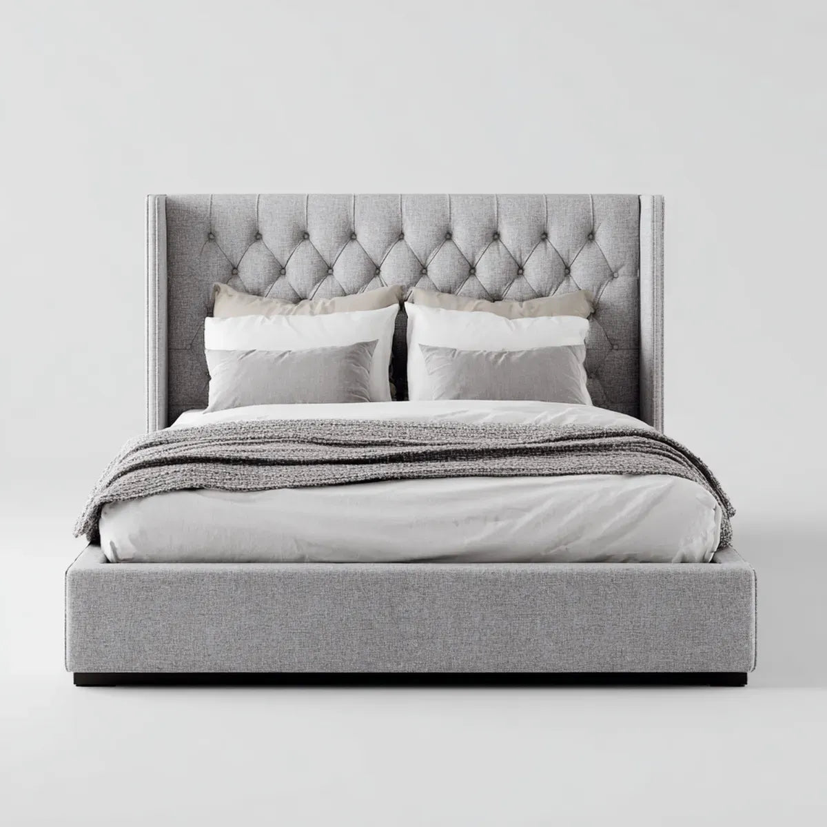 Letto matrimoniale imbottito grigio 160 x 200 cm in poliestere rettangolare
