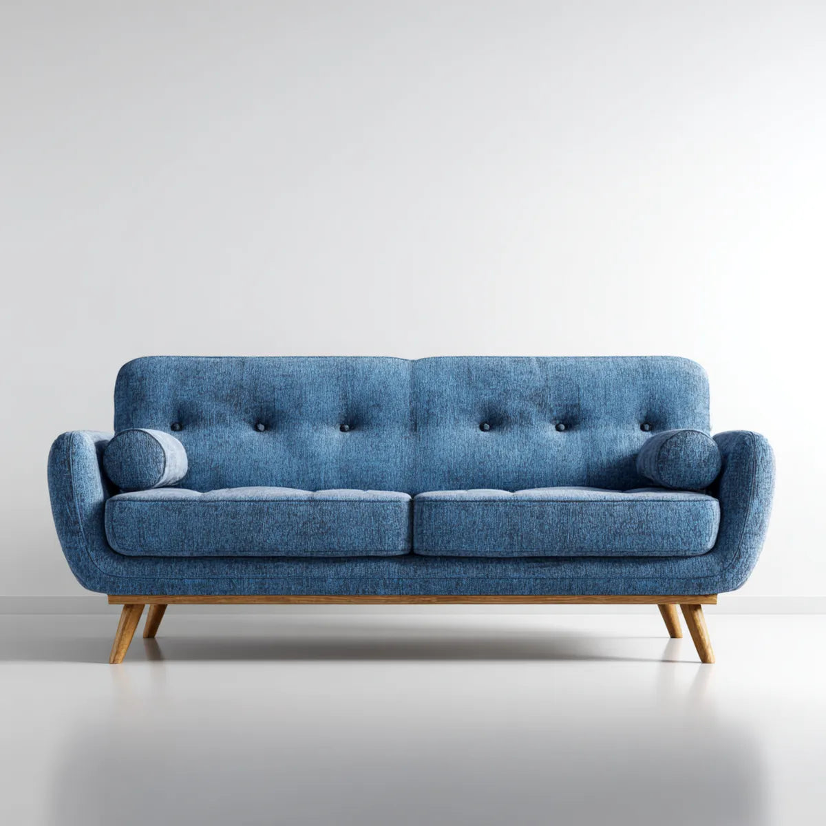 Divano 3 posti blu in poliestere lineare 210 x 85 x 88 cm