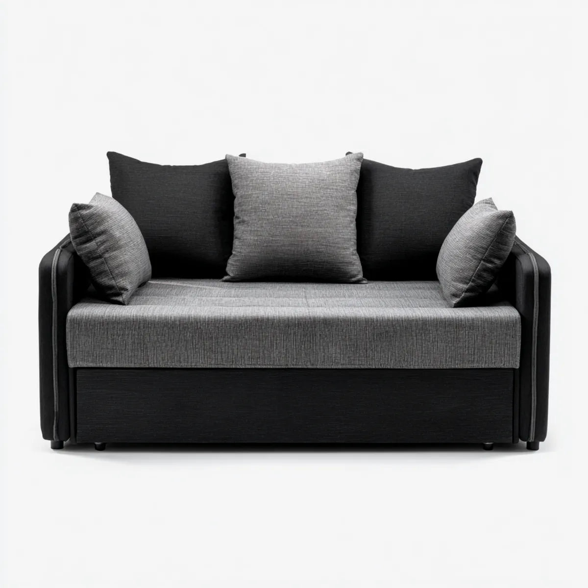 Divano 2 posti grigio e nero 160 x 85 x 85 cm in poliestere rettangolare