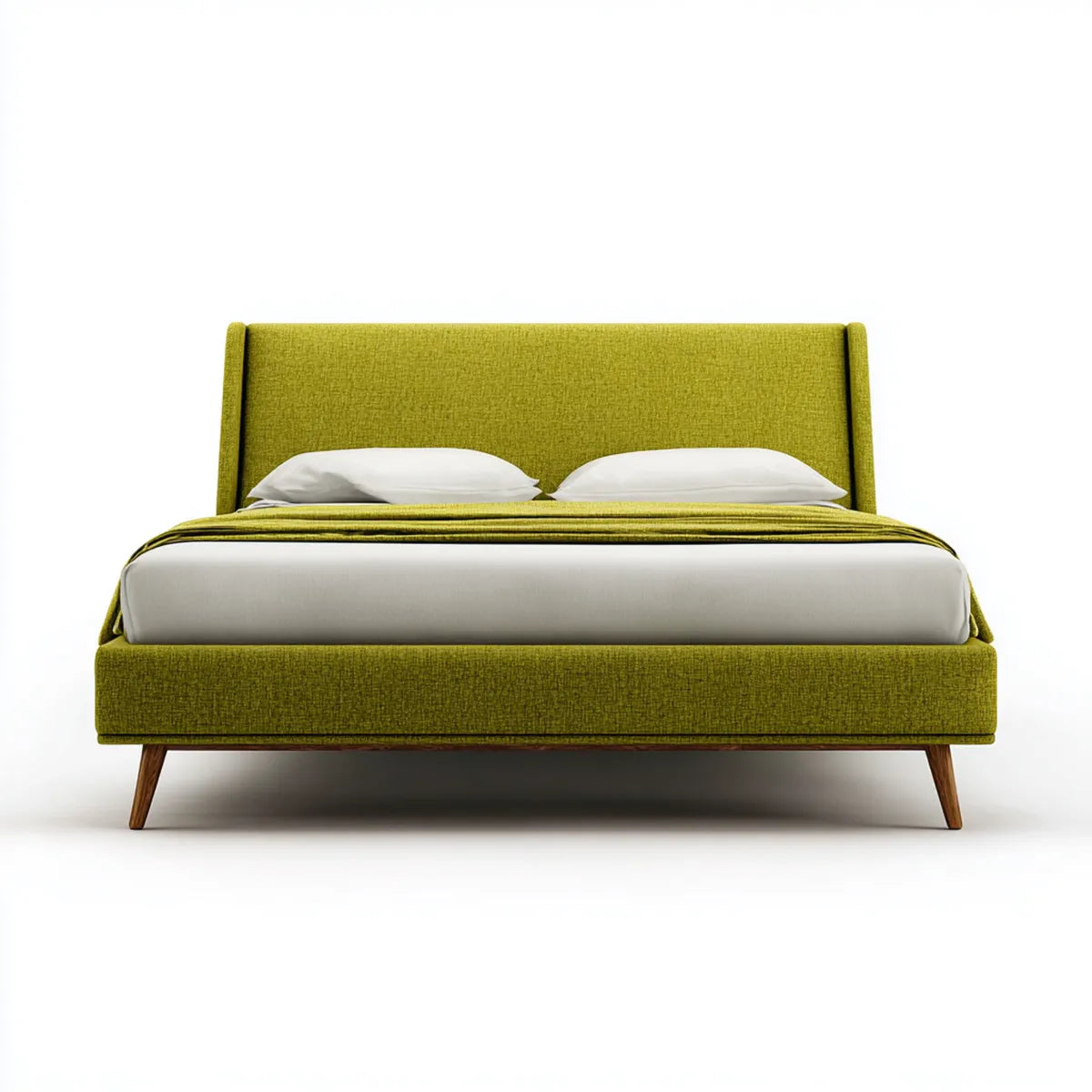Letto matrimoniale imbottito verde oliva 160 x 200 cm in poliestere rettangolare