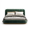 Letto matrimoniale imbottito verde 160 x 200 cm in velluto di poliestere rettangolare