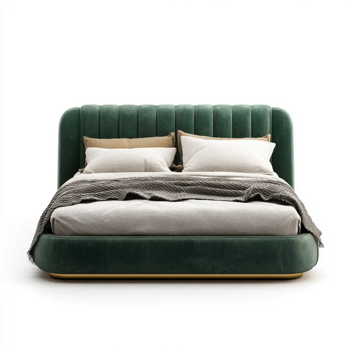 Letto matrimoniale imbottito verde 160 x 200 cm in velluto di poliestere rettangolare