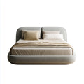 Letto matrimoniale imbottito grigio chiaro 160 x 200 cm in poliestere dalla forma arrotondata